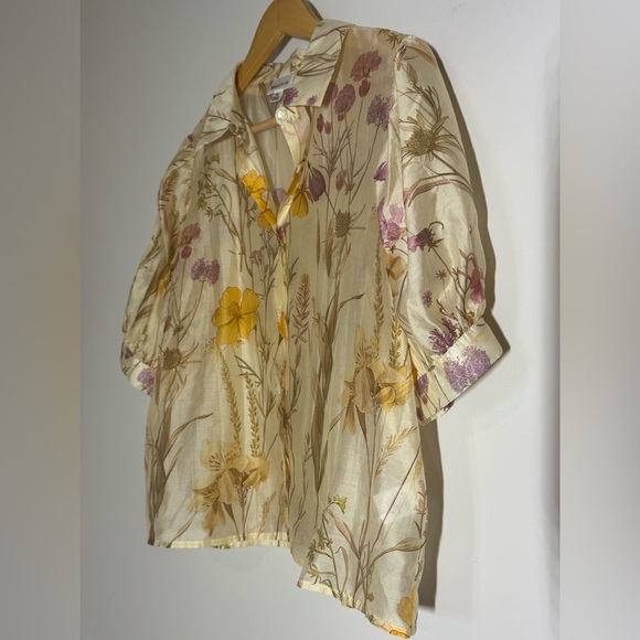 Bailey/44 Semi Sheer Lyocell Floral Blouse Puff Sleeve Size M - Picture 5 of 8